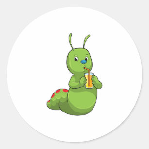 Zijpijler met een glas Oranje sap Ronde Sticker