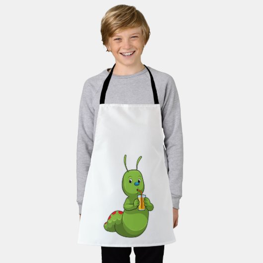 Zijpijler met een glas Oranje sap Schort (Gedragen)