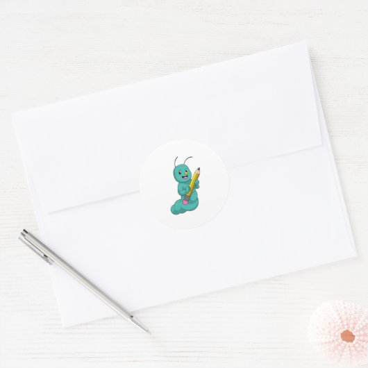 Zijpijler met potlood ronde sticker (Envelop)