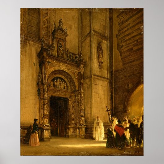 Zijportaal van de Cathedraal van Como, 1850 Poster (Voorkant)