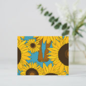 Zijpoten in zonnebloemveld briefkaart (Staand voorkant)