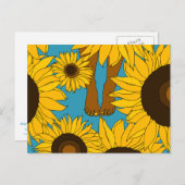 Zijpoten in zonnebloemveld briefkaart (Voorkant / Achterkant)