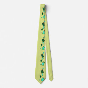 Zijprint bloemen en vlinder stropdas