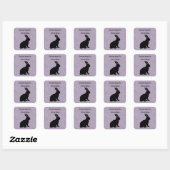 Zijprofiel: Bunny Black Silhouette Paars Vierkante Sticker (Vel)