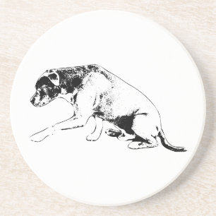 Zijprofiel Pawshake—Pitbull Mix Zandsteen Onderzetter