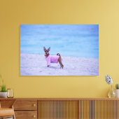 zijprofiel van een hond die op het strand staat; canvas afdruk (Insitu (Woonkamer))