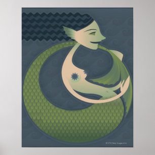 zijprofiel van een zeemeermin poster