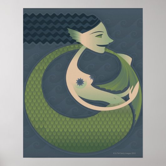 zijprofiel van een zeemeermin poster (Voorkant)