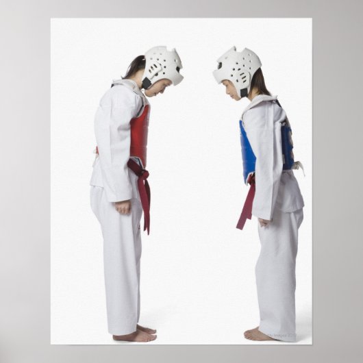 zijprofiel van twee taekwondo-spelers poster (Voorkant)