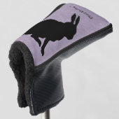Zijprofiel Zittend Zwart Silhouette Konijn Golfheadcover (3/4 voorkant)