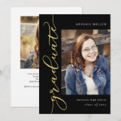 Zijschrift Bewerkbare Kleur Graduation Invitatie Kaart (Voorkant / Achterkant)