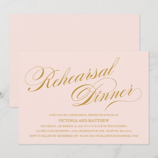 ZIJSCRIPT | REHEARSAL DINER INVITATION KAART (Voorkant / Achterkant)