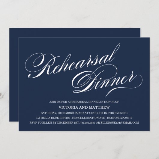 ZIJSCRIPT | REHEARSAL DINER INVITATION KAART (Voorkant / Achterkant)
