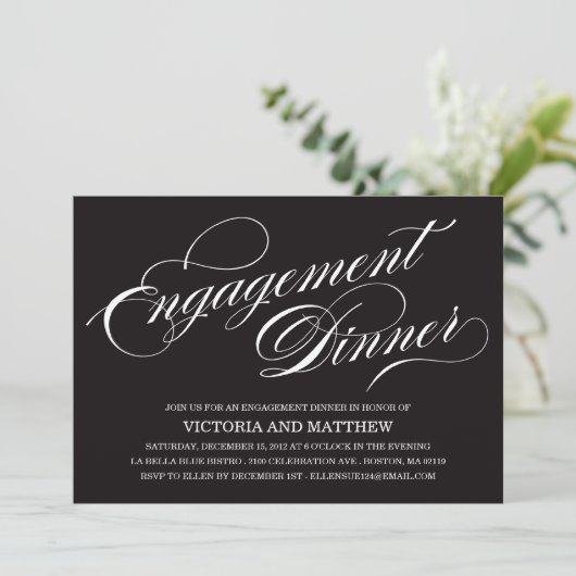 ZIJSCRIPT | VERLOVING-DINERINVITATIE KAART (Staand voorkant)