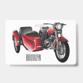 Zijspan motorfiets cartoon illustratie badge (Achterkant)
