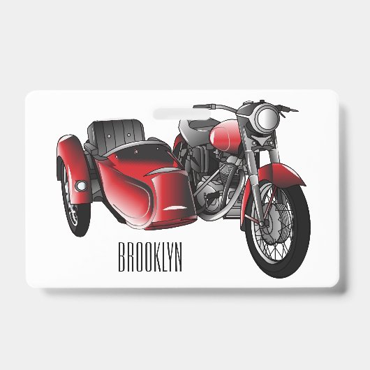 Zijspan motorfiets cartoon illustratie badge (Voorzijde)