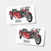 Zijspan motorfiets cartoon illustratie badge (Voor- en achterkant)