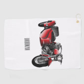 Zijspan motorfiets cartoon illustratie golfhanddoek (Horizontaal)