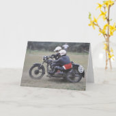 zijspan scrambler outfit verjaardag kaart (Gele Bloem)