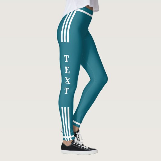 Zijstreep Donkere Blauwgroen Leggings met aangepas (Rechts)