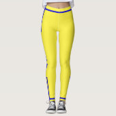 Zijstreep Gele Leggings Aangepaste tekst en kleur (Voorkant)