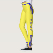 Zijstreep Gele Leggings Aangepaste tekst en kleur (Links)