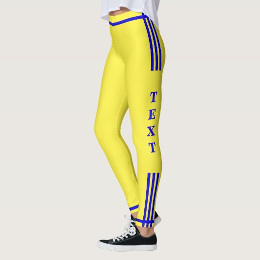 Zijstreep Gele Leggings Aangepaste tekst en kleur (Links)