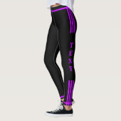 Zijstreep Zwarte Leggings Aangepaste Tekst en Kleu (Links)