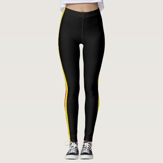 Zijstreep zwarte Leggings - Kies kleuren (Voorkant)