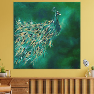 Zijwaartse Blik Pauw Canvas Afdruk