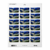 Zijwitte staartvin op blauwe klassieke auto etiket (Full Sheet)