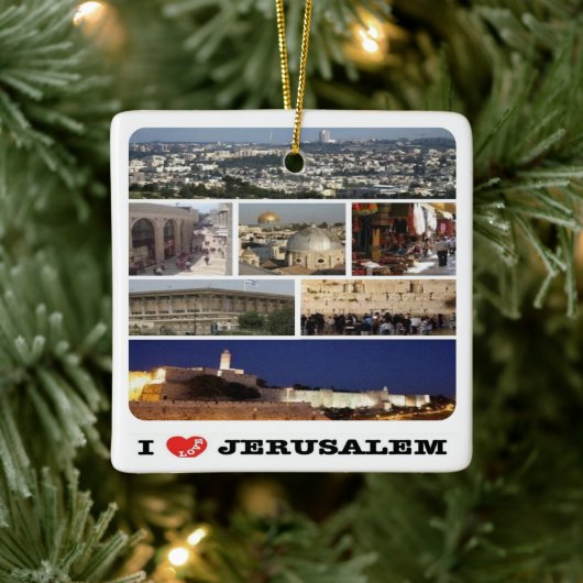 zIL003 i love JERUSALEM Israel Middle East Keramisch Ornament (Boom)