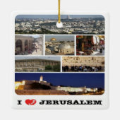 zIL003 i love JERUSALEM Israel Middle East Keramisch Ornament (Achterkant)