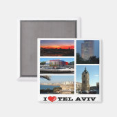zIL007 i love TEL AVIV, Israel Middle East, Fridge Magneet (Voorkant / Achterkant)