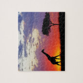 Zilhouette van giraffe bij zonsopgang, Giraffa Legpuzzel (Verticaal)