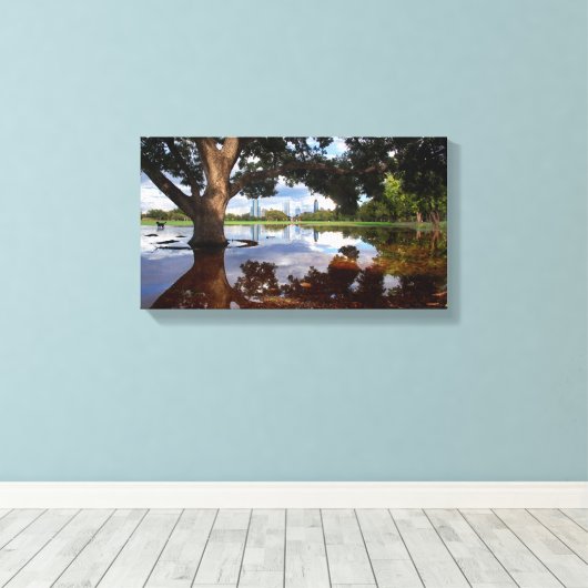 Zilker Park - Austin Texas Skyline 3 Canvas Afdruk (Insitu (Houten vloer))