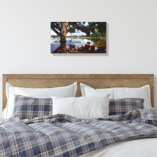Zilker Park - Austin Texas Skyline 3 Canvas Afdruk (Insitu (Slaapkamer))