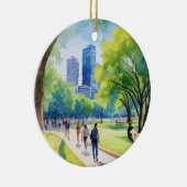 Zilker Park Austin Texas Waterverf Keramisch Ornament (Rechts)