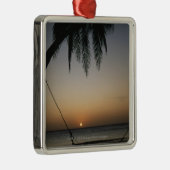 Ziltige lege hammock bij zonsondergang metalen ornament (Rechts)