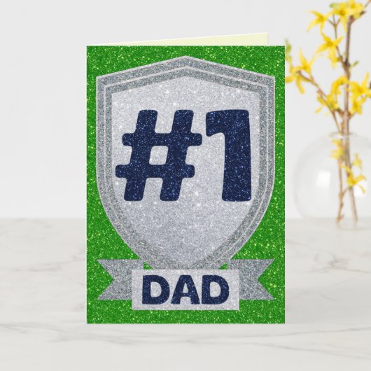 Zilver #1 Pap Vaderdag Glitter Kaart (Gele Bloem)