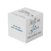 Zilver 25 jaar jubileum blauwe foto kubus (Achter hoekig)