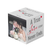 Zilver 25 jaar jubileum rode foto kubus (Voorkant hoekig)