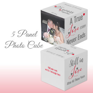 Zilver 25 jaar jubileum rode foto kubus