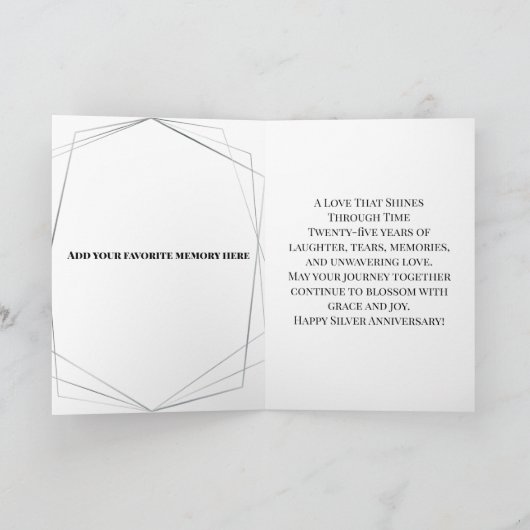  Zilver 25e bruiloft Jubileum Kaart (Binnen)