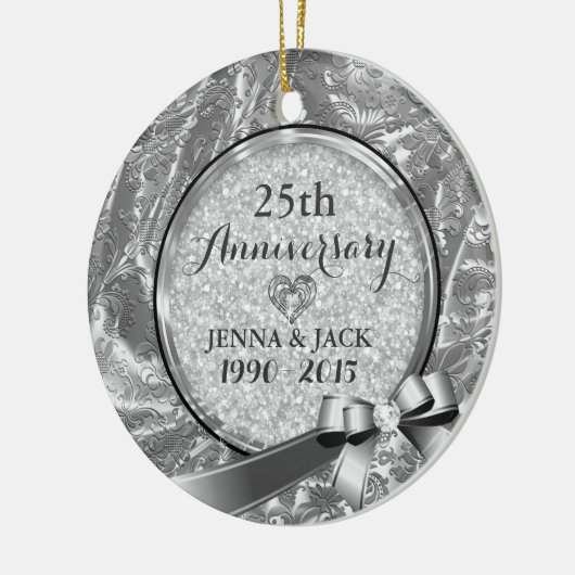 Zilver 25e bruiloft Jubileum Ornament (Links)