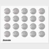 Zilver 25e Jubileum Faux Metal Ronde Sticker (Vel)