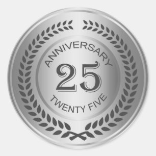 Zilver 25e Jubileum met laurierkrans Sticker