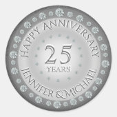 Zilver 25e Jubileum Ronde Sticker (Voorkant)