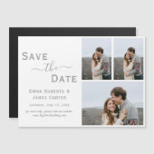 Zilver 3 Foto Sla de datummagneet op Magnetische Uitnodiging (Voorkant / Achterkant)