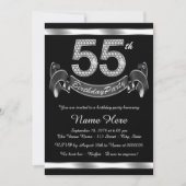 Zilver 55e verjaardagsfeestje kaart (Voorkant)